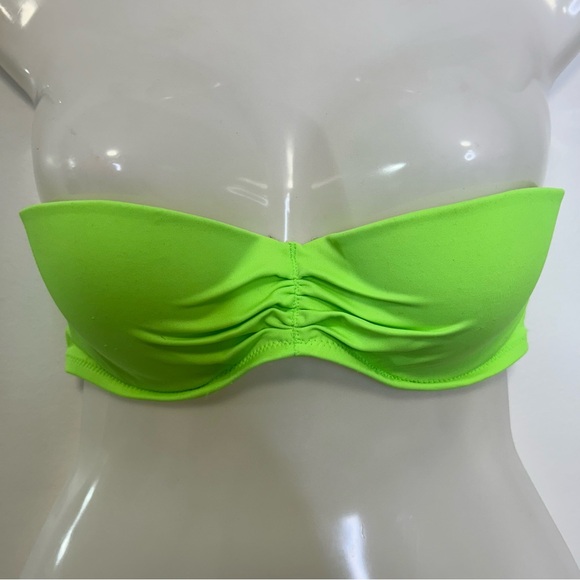 ◾️Victoria Secret Strapless Ruched Neon Bikini Top Flirt Rope Tie Back Straps - Picture 6 of 6